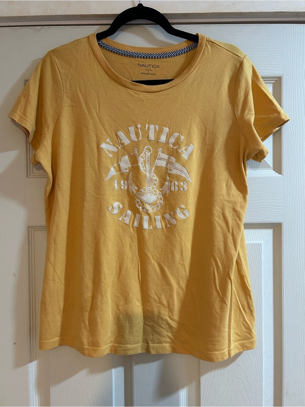 Nautica Yellow Graphic Sailing Crewneck Tee